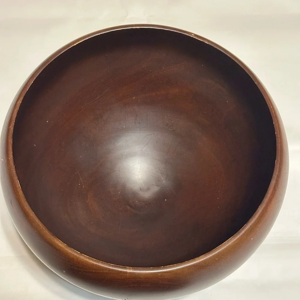 CRATE & BARREL VINTAGE LARGE SOLID WOODEN CHESTNUT BWL MANGO WD